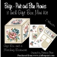 Beige - Pink and Blue Peonies 3 Inch Gift Box Mini Kit