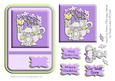 Lavendar and Lime Teacup Mouse with Asters Topper