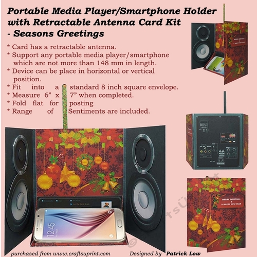 Portable Media Player / Smartphone Holder With Antenna Card Kit _ Seasons Greetings