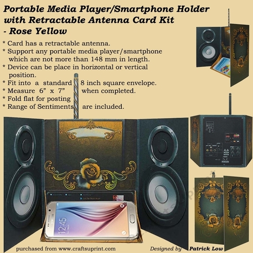 Portable Media Player / Smartphone Holder With Antenna Card Kit _ Rose Yellow