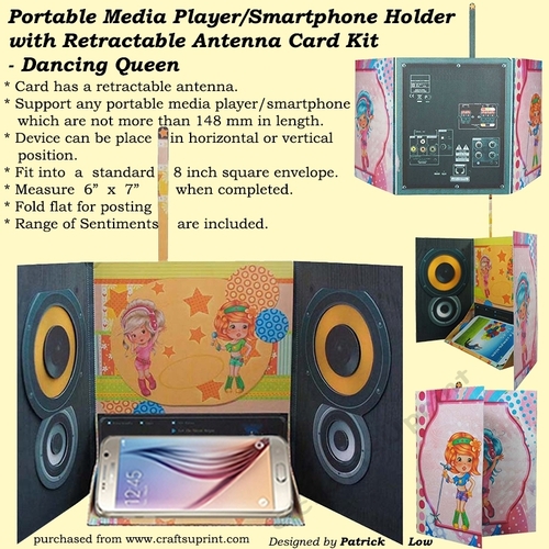 Portable Media Player / Smartphone Holder With Antenna Card Kit _ Dancing Queen