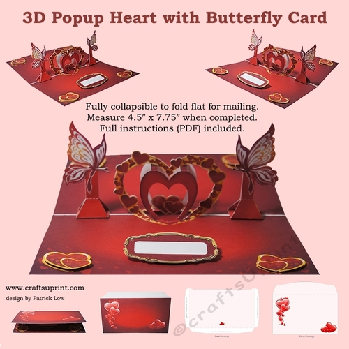 3D Pop Up Heart with Butterfly Card