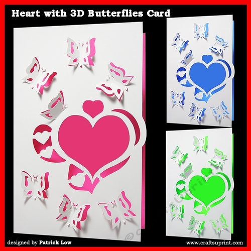 Heart with 3D Butterflies Card