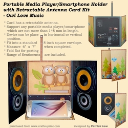 Portable Media Player/Smartphone Holder with Antenna Card Kit _ Owl Love Music