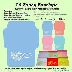 C6 Fancy Envelope - Pattern - Zebra with Mountain Template