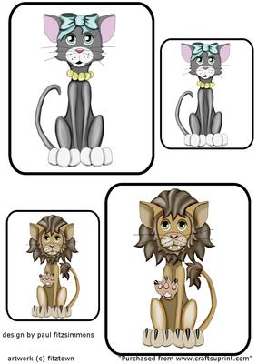 Cute Cat and Lion