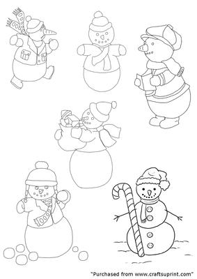 6 Snowmen Digi Stamps