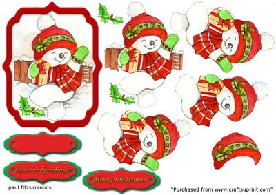 Snowman 3D Decoupage Topper with Sentiments