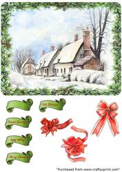 Winter Snow Scene Holly Border
