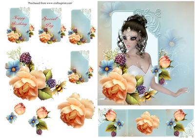 Lady in Flower Frame
