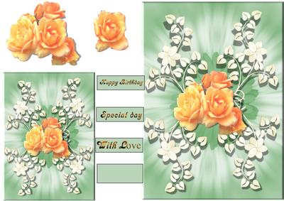 Peach Rosers and White Leaves