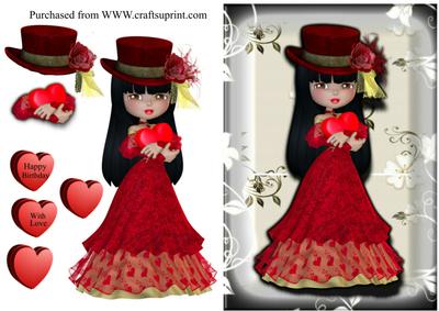 Card Front Girl in Flower Frame