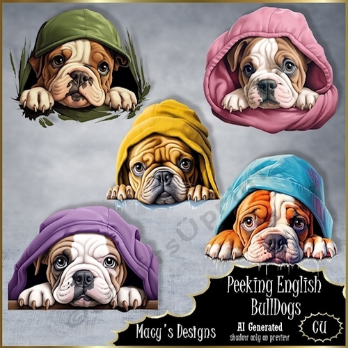 Peeking English BullDogs 