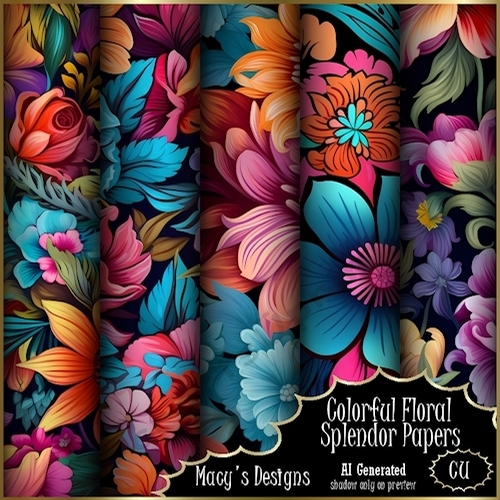Colorful Floral Splendor Papers