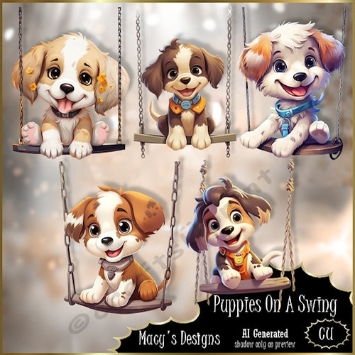 Puppies On A Swing