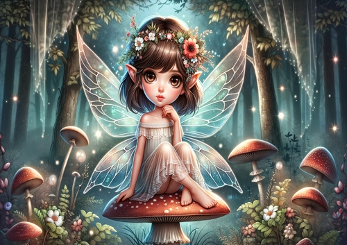 A4 - Fairy on Mushroom 2