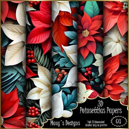 3D Poinsettias Papers