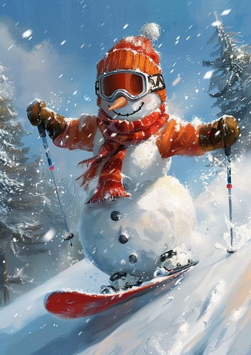 A4 - Snowman on SnowBoard