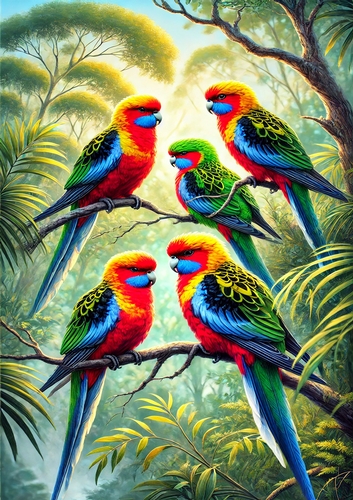 A4 - Rosella Parrots