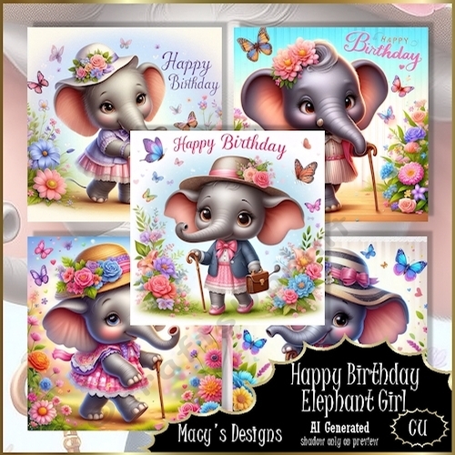 Birthday Elephant Girl