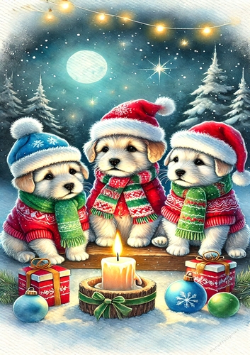 A4 - Christmas Puppies