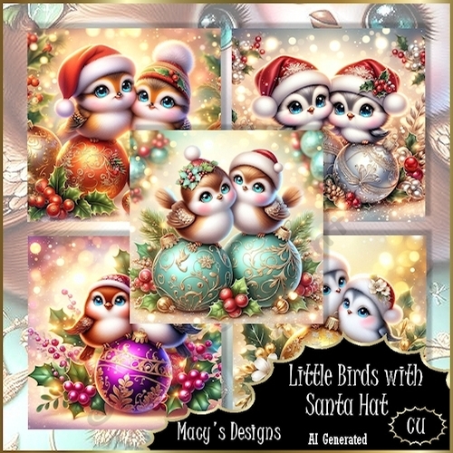 Little Birds with Santa Hat