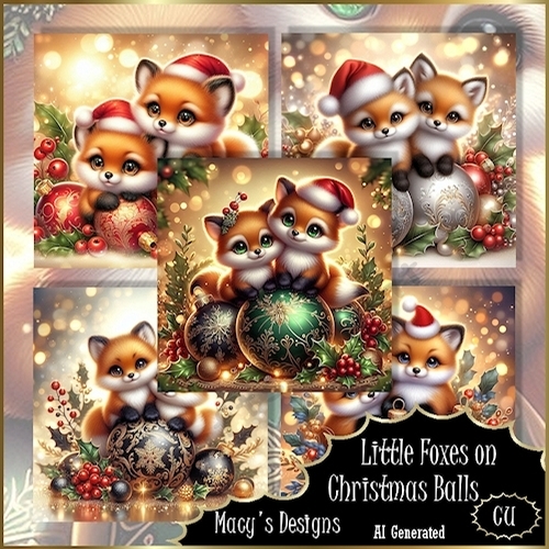 Little Foxes on Christmas Balls