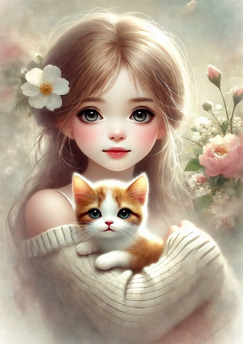 A4 - Girl with Cat