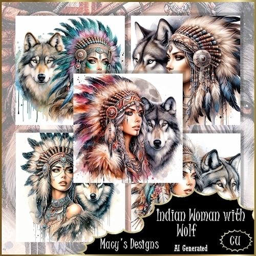 Indian Woman with Wolf