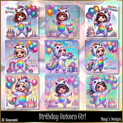 Birthday Unicorn Girl