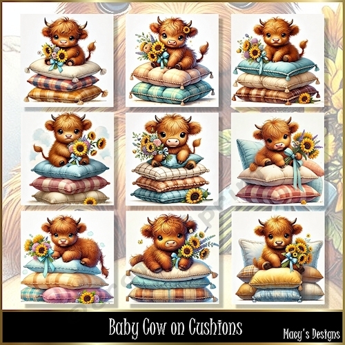 Baby Cow on Cushions