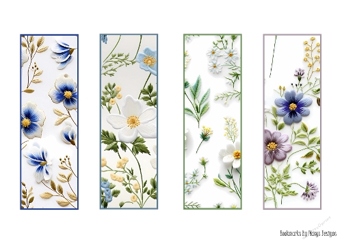 Embroidery Flowers Bookmarks