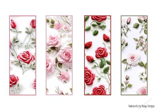 Embroidery Roses Bookmarks