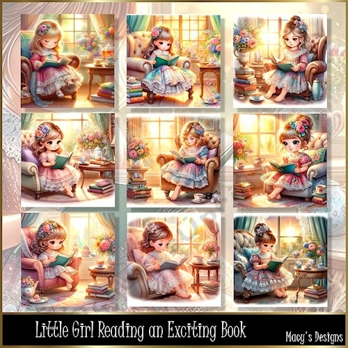 Little Girl Reading an Exciting Book
