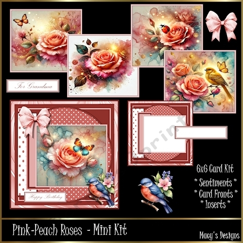 Pink-Peach  Roses - Mini Kit