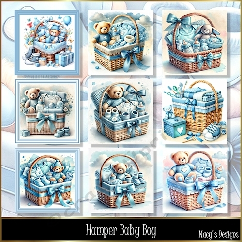 Hamper Baby Boy - Illustrations for Cards