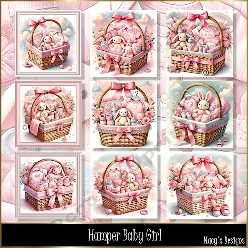 Hamper Baby Girl - Illustrations for Cards