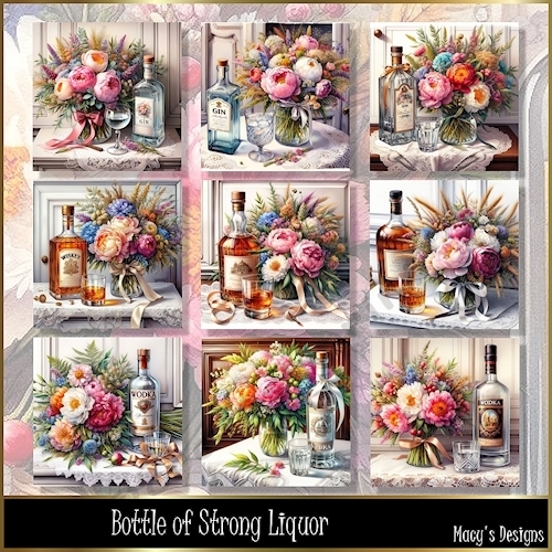 Bottle of Strong Liquor - Illustrations for Cards