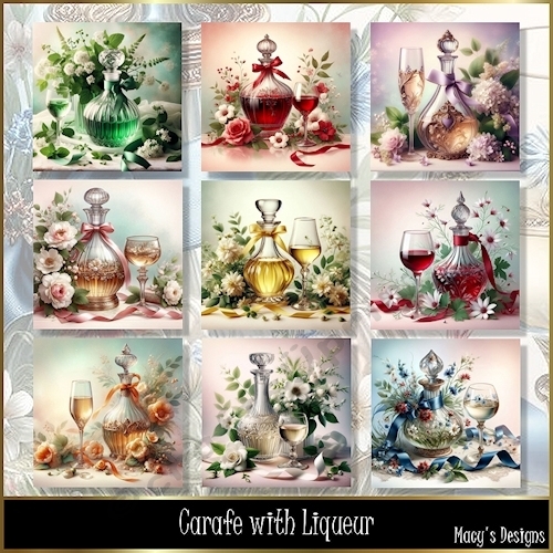 Carafe with Liqueur - Illustrations for Cards