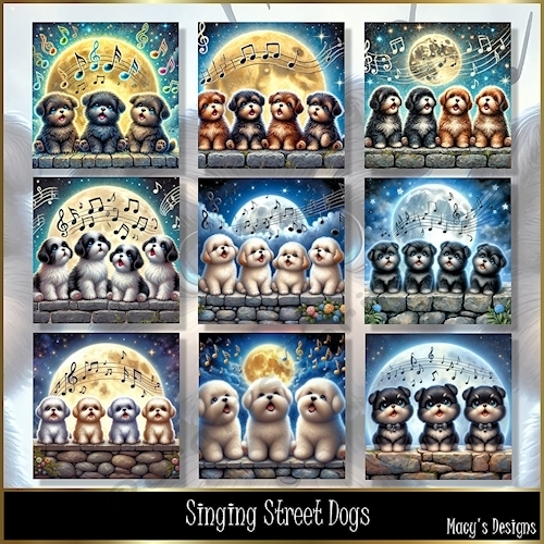 Singing Street Dogs - Illustrations for Cards