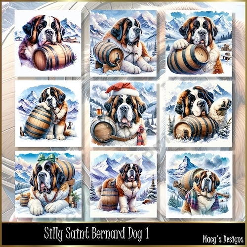 Silly Saint Bernard Dog 1 - Illustrations for Cards