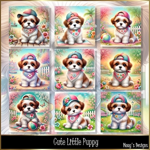 Cute Little Puppy - Illustrations for Cards