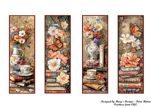 Books and Flowers Bookmarks