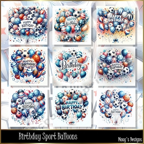 Birthday Sport Balloon - Illustrations for Cards