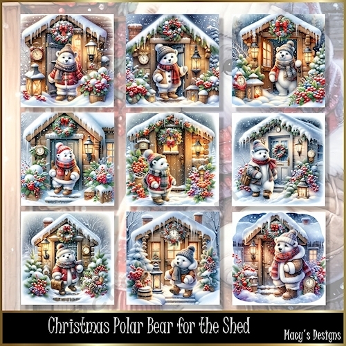 Christmas Polar Bear for the Shed - Illustrations for Cards