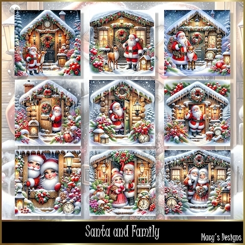 Santa and Family - Illustrations for Cards