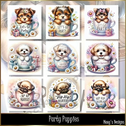 Party Puppies - Illustrations for Cards