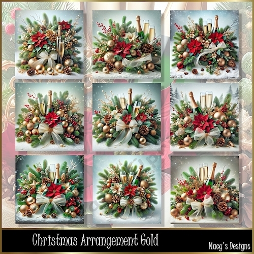 Christmas Arrangement Gold - Illustrations for Cards