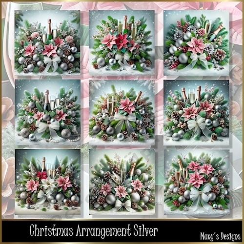 Christmas Arrangement Silver - Illustrations for Cards