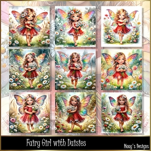 Fairy Girl with Daisies - Illustrations for Cards